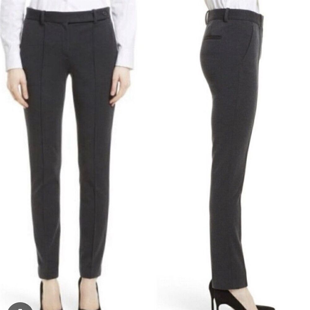 Theory Women's Black Pintuck Dress Pants Slim Leg Twill Size 4